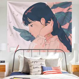 Wandtapijten Anime Meisje Schattig Kamer Decor Tapijt Muur Opknoping Kawaii Slaapkamer Decoratie Deken Konijn Tapiz Esthetische Stof Achtergrond