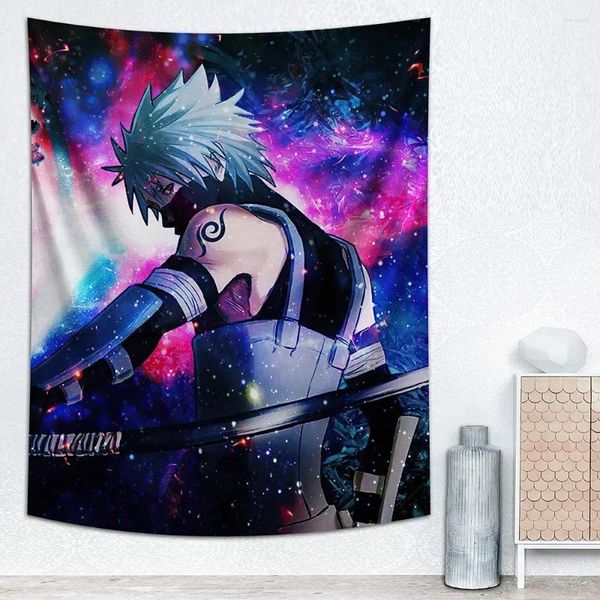 Tapisseries anime tapissery mur suspendu home décoration fond de toile de chambre en tissu chambre anniversaire fête violette lumière réaction beau cadeau
