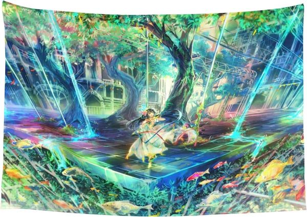 Tapisseries anime tapestrys fantasy world forêt tapissery manga japonais papier peint océan mur suspendu dessin animé trippy