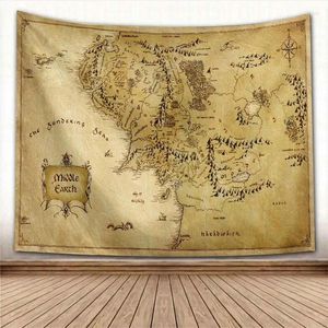 Tapisses antique pirate treasure carte film tapisserie mur suspendu hippie boho décor golden île tapis collège dortoir décoration