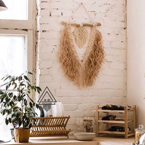 Wandtapijten Aankomst Macrame Handgemaakte muurhanger met Laffia Vintage voor decoratie