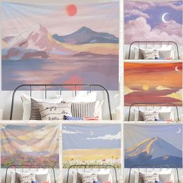 Tapestries Ashou Oil Painting Scenery Tapestry Dorm Room Decoratie Esthetisch Wand Decor Hanging 230422