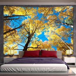 Tapisseries de paysage de forêt d'automne, décoration de maison, tapisserie artistique Hippie bohème, décoration murale suspendue, drap de lit