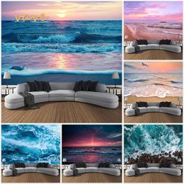 Tapisseries Plage Coucher de Soleil Tapisserie Tenture Murale Boho Imprimé Tissu Tissu Océan Paysage Grand Esthétique Dortoir Chambre Décor 230928