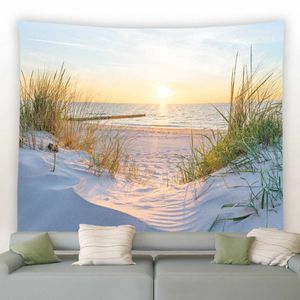 Tapisseries Tapisserie de plage lever de soleil océan coucher de soleil côtier mer Hawaii scène de bord de mer rayon de soleil décoration murale tissu maison dortoir pour salon