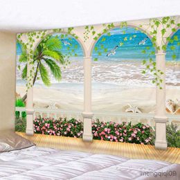 Tapices Hermoso paisaje de playa Imprimir Tapiz de pared Barato Colgar en la pared Alfombra de arte Decorativo Sala de estar Manta grande R230710