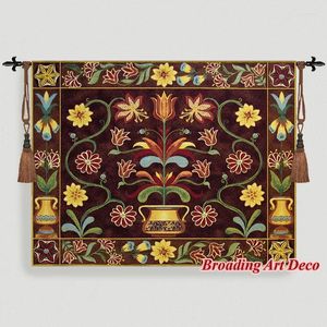 Tapestries Mooie bloemenpot Jacquard Weave Tapestry Wall Hanging Gobelin Home Art Textile Decoratie Aubusson Cotton 137x107cm