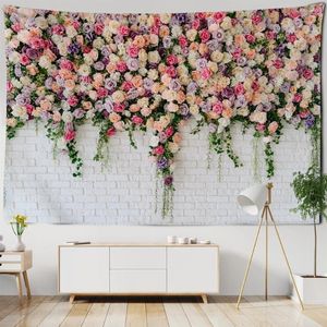 Tapisseries belles fleurs tapisserie mur suspendu tapis dortor décor décor polyester pique-nique serviette de plage