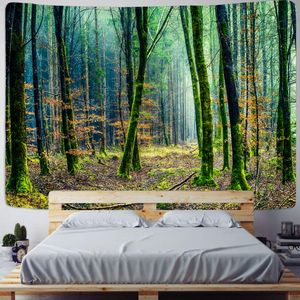 Tapestries Prachtig natuurlijk bos bedrukt grote muur tapijtslandschap hangende Boemische doek mandala kunstdecor