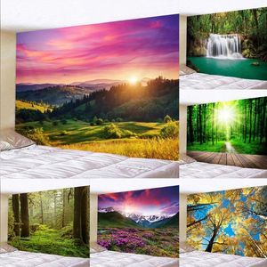 Tapisseries Belle forêt naturelle imprimée grande tapisserie murale Hippie suspendue Boho plafond toile de fond décor à la maison