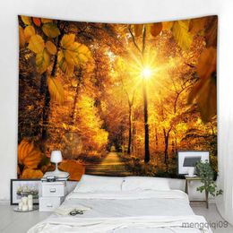 Tapices Hermosa Naturaleza Sol Arce Bosque Tapiz Decorativo Bosque Nórdico Paisaje Tapiz Decorativo Decoración Del Hogar R230704