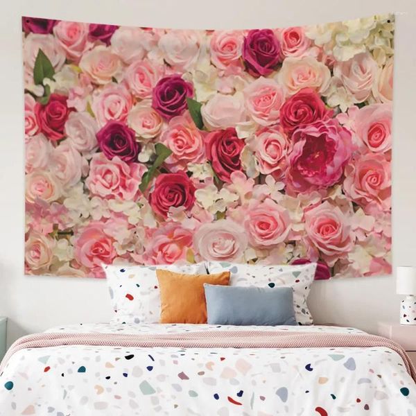 Tapisseries belles rosiers tapisserie mur suspendu romantique fraîche marguerite fraîche de style de mariage fond de chambre décor de chambre à coucher