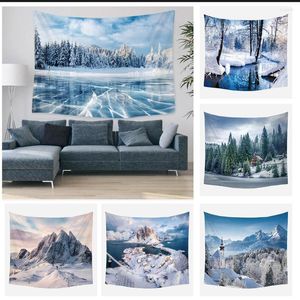 Tapisseries Beau paysage en hiver Grande tapisserie Hippie Tenture murale Bohème Mandala Art Décor