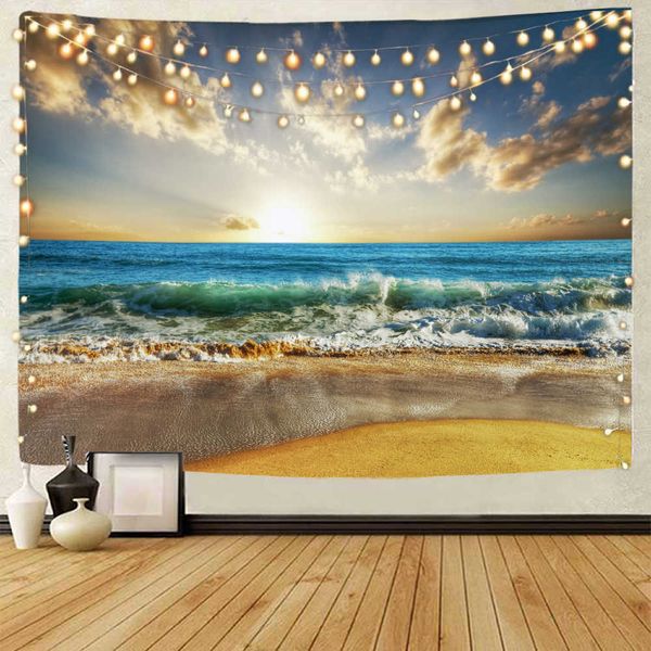 Tapisseries Beau coucher de soleil paysage de mer tapisserie décorative paysage tapisserie décorative tapisserie tapisserie décorative pour la maison