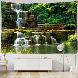 Tapisseries belles cascade forêt maison art imprimé grand mur de tapisserie suspendue hippie bohemian chambre décor de chambre à coucher