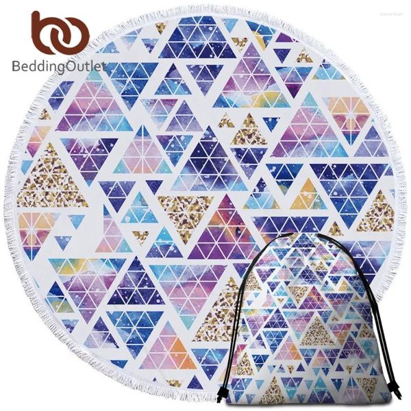 Tapisseries literieoutlet serviette de plage native avec sac à dos à cordon élégant couverture ronde géométrique aquarelle tapis de yoga bain