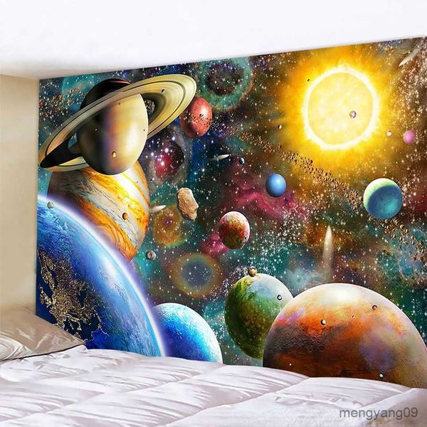 Tapices Decoración del dormitorio Estético Tapiz universo Space Planet Wall Galaxy Home Sala de estar Decoración de fondo R230812