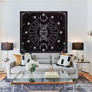 Tapestries slaapkamer sterren ruimte zwart en wit tapijt zonnegraapmuur hangen
