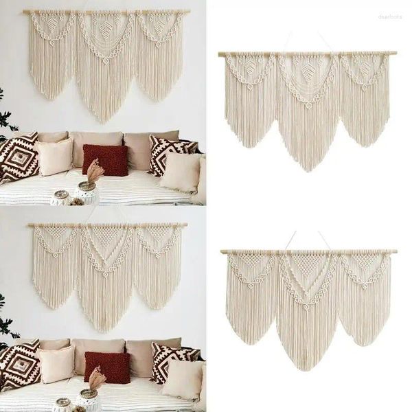 Tapisseries Grande tapisserie murale en macramé avec glands tissés à la main dentelle de style nordique pour salon chambre maison art boho décoration