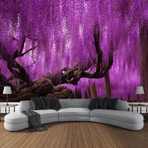 Tapisseries grand arbre paysage naturel tapisserie glycine arbre Art décoration couverture rideaux suspendus dans la chambre salon