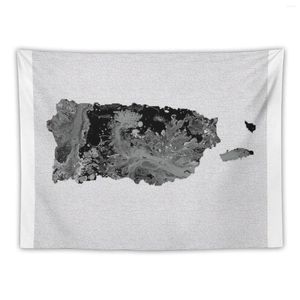 Tapisseries Art noir et blanc Porto Rico Carte Tapestry Living Room Decoration Cute Wall Deco