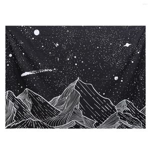 Tapisseries Tapisserie noire et blanche Tapisserie de fond de montagne Tissu Lune Couverture murale suspendue pour salle de fête Toile de fond Po Prop 150x200cm