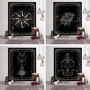 Tapices Tapiz blanco y negro Colgante de pared Suministros de brujería Decoración Decoración para el hogar Alfombra decorativa Sun Moon