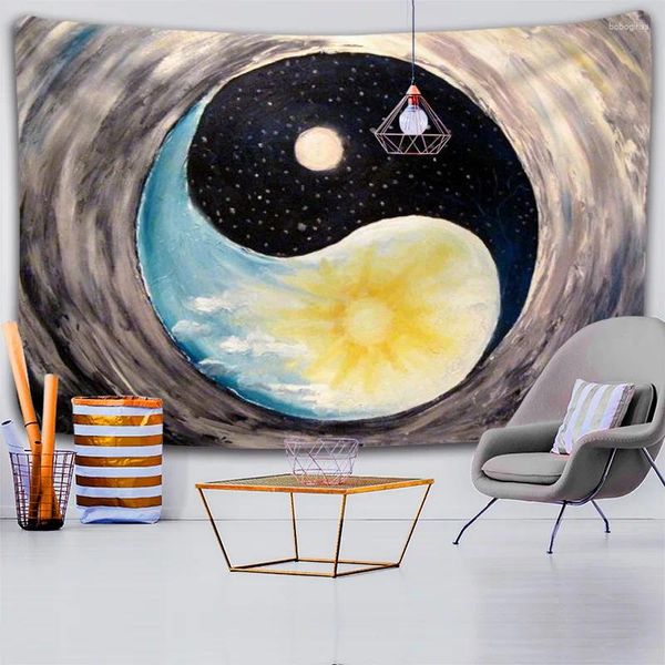 Tapisseries noir et blanc Yin Yang Mandala tapisserie décor à la maison sorcellerie Medusa tenture murale Gossip bronzant tissu