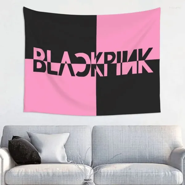 Tapices Black Pink Plaid Tapestry Bohemian Polyester Wall Room Decoración Mat de yoga Arte