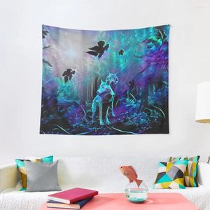 Tapisses Blacklight Night in Wolf Woods Tapestry Decor for Room House Decoration Home