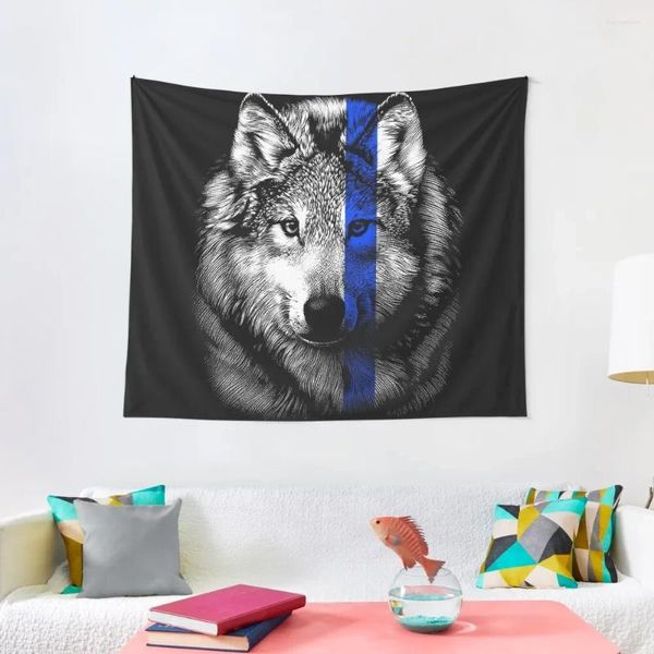 Tapisseries Blue Line Matter Wolf Tapestry Home Decorators Muraux muraux décoratifs Art Decoration Pictures Room