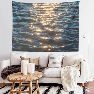 Tapestries blauw zeewater tapijtmandala muur hangende ins slaapkamer bed decoraties stoffen vloerkleed bankje deken