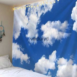Wandtapijten Blauwe lucht en witte wolken tapijt muur opknoping hippie kamer achtergrond doek boho home decor strandmat yoga slaapbank lakenvaiduryd
