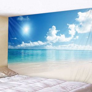 Tapisseries Ciel bleu et nuages ​​blancs tapisserie paysage naturel tenture murale tissu de fond maison salon décor yoga tapis de plage