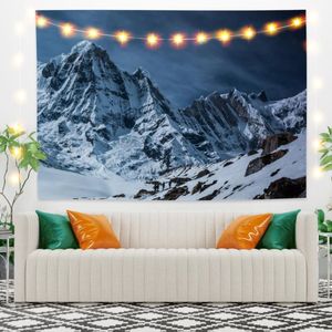 Tapestries Blue Snow Mountain Landschap Tapijt Tapestry Vintage exotische zomerplant Natuurframe voor slaapkamer Pography Wall Decor