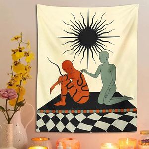 Tapestries Body Art Tapijtwand hangende hippie zon minimalistisch Boheemian voor woonkamer huis slaapzaal decor doek muurschildering