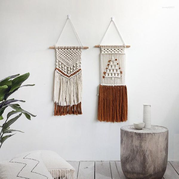 Tapisseries d'art bohème, tenture murale en macramé, corde en coton faite à la main pour décoration de dortoir, décoration de tête de lit de chambre à coucher