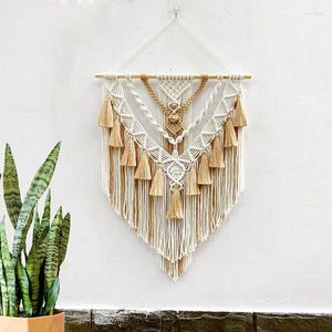 Tapestries Boheemian Macrame Handweven katoenen touw Boho Tapestry Tapestry Home Decor Creamy-White Wall Hanging Decoration Art