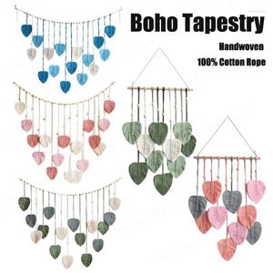 Tapisseries bohemian tapestry leaf macrame mur pending tapis boho hand tissé nordique minimaliste décoration de chambre esthésetique cadeaux