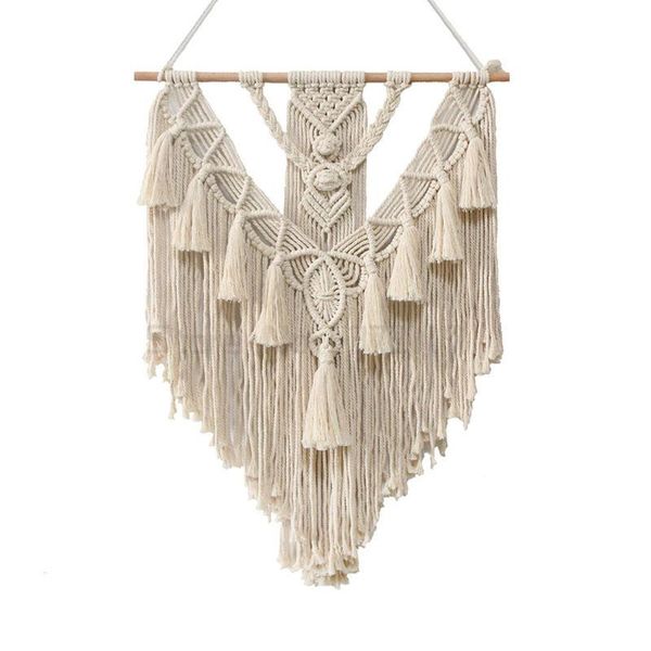 Tapices Bohemian tejido tapiz de pared colgando moderno de la cuerda blanca alfombra macrame mural Dormitorio Tapiz Pared Tela House Decoration EB50GT