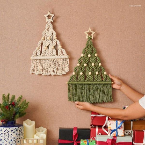 Tapices Boho Decoración navideña Arte de la pared Macramé Navidad Vacaciones Colgante Árbol de Navidad Regalo