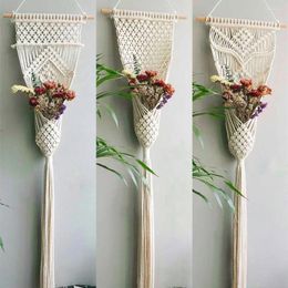 Wandtapijten Boho Katoenen Touw Wandtapijt Scandinavische Stijl Beige Handgemaakte Geweven Hangende Mand Plant Net Moderne Woonkamer Balkon Wanddecoratie