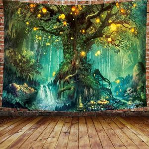 Tapisseries Boho Décoration Décor À La Maison Forêt Château Tapisserie Conte De Fées Trippy Coloré Papillon Tenture Murale Fantastique