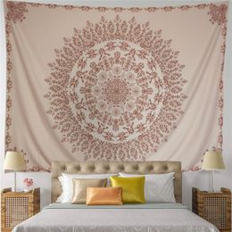 Tapestries Boho Floral Pink Tapijt Wall Tapestry Mandala India Bohemia Tenture Decor Home Hippie Doek olifant