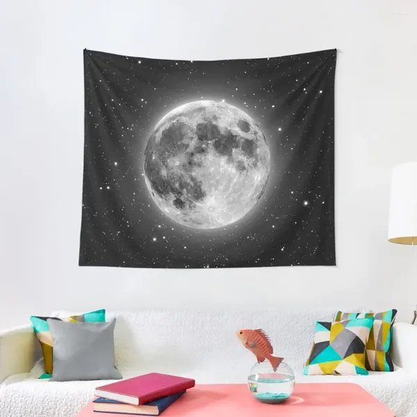 Tapisseries lumineuses belles pleine lune et étoiles po tapisserie décoration murale décorative murale