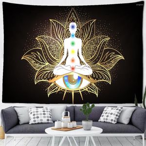 Tapisseries Bouddha Meditation 7 chakra tapisserie mur suspendu en tissu en tissu yoga décoration bohème