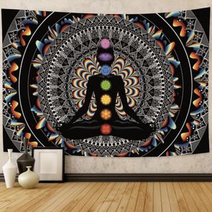 Tapisseries bouddha méditation 7 Chakra tapisserie tenture murale Datura fond tissu Yoga tapis bohème décor à la maison