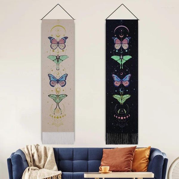 Tapices Mariposa Lienzo Tapiz Nórdico Hogar Maiden Dormitorio Decoración Borla Colgante Pintura Chimenea Fondo Tela