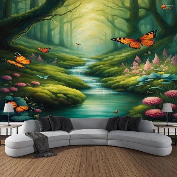 Tapisseries papillon forestier tapisserie art mural grand murmure de décoration murale rideaux de chambre à coucher