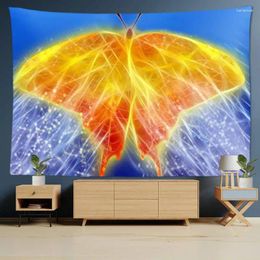 Tapisseries Butterfly Wings Glow Flower Bright Bird Bird paillettes Tapestry mur suspendu décor de chambre esthétique fond de chambre